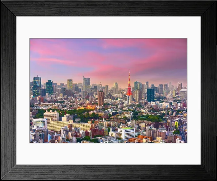 Framed Print : Tokyo, Japan cityscape and tower at dusk from the Ebisu district Framed Print : Tokyo, Japan cityscape and tower at dusk from the Ebisu district