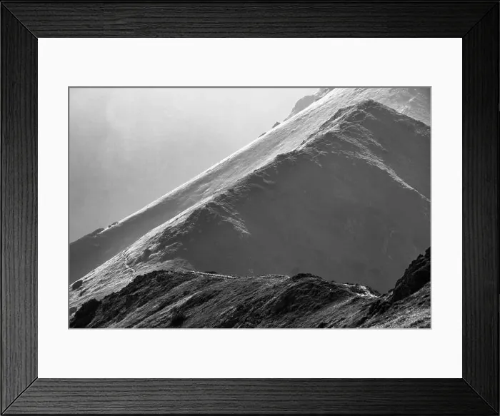 Framed Print : Scenic black and white mountain view with haze at summer day in Tatra National Park, Poland Framed Print : Scenic black and white mountain view with haze at summer day in Tatra National Park, Poland