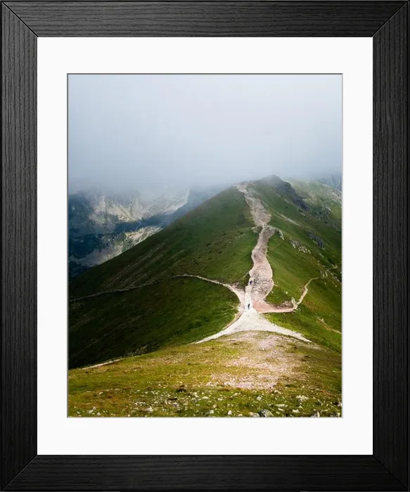 Framed Print : Scenic mountain view with low clouds and beautiful light at summer day in Tatra National Park, Poland Framed Print : Scenic mountain view with low clouds and beautiful light at summer day in Tatra National Park, Poland
