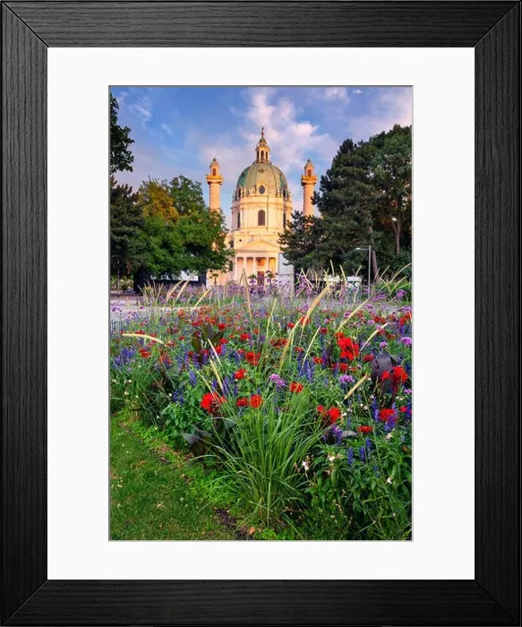 Framed Print : Vienna. Cityscape image of Vienna with St. Charles Church during sunset Framed Print : Vienna. Cityscape image of Vienna with St. Charles Church during sunset