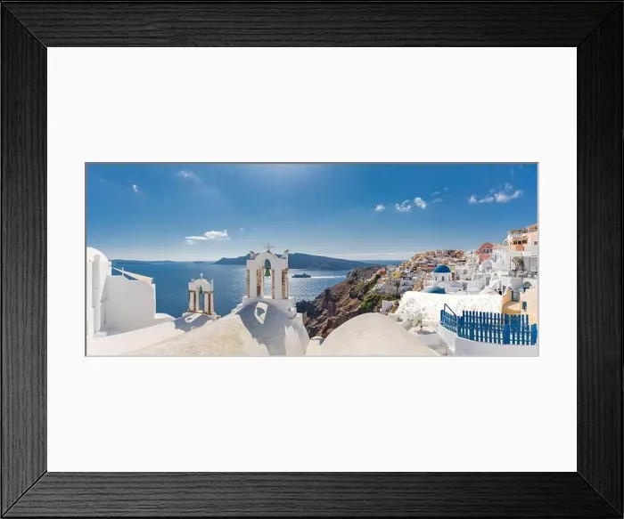 Framed Print : Beautiful Oia town on Santorini island, Greece. Traditional white architecture amazing panoramic landscape. Perfect summer vacation travel destination Framed Print : Beautiful Oia town on Santorini island, Greece. Traditional white architecture amazing panoramic landscape. Perfect summer vacation travel destination