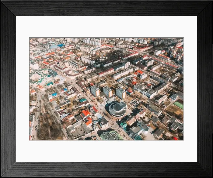 Framed Print : Brest, Belarus. Cityscape Skyline In Spring Sunny Day. Bird's-eye View Of Belarus Cinema And Brest Market, Sovetskaya Street Framed Print : Brest, Belarus. Cityscape Skyline In Spring Sunny Day. Bird's-eye View Of Belarus Cinema And Brest Market, Sovetskaya Street