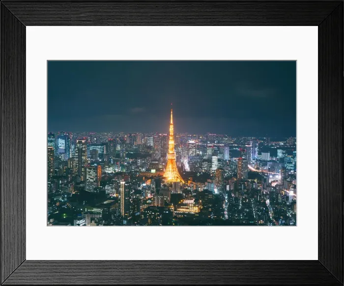 Framed Print : Japan cityscape at dusk. Landscape of Tokyo business building around Tokyo tower. Modern high building in business district area in Japan Framed Print : Japan cityscape at dusk. Landscape of Tokyo business building around Tokyo tower. Modern high building in business district area in Japan
