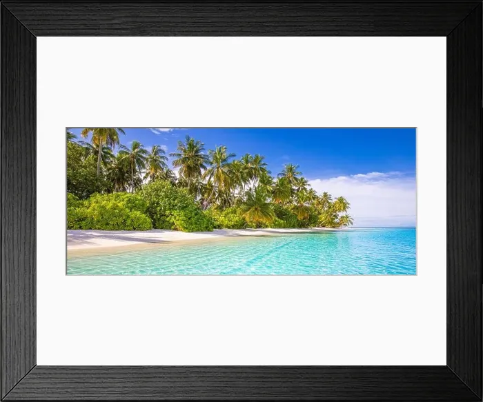 Framed Print : Amazing nature beach with palm trees and moody sky. Summer vacation travel holiday background concept. Maldives paradise beach. Luxury travel summer Framed Print : Amazing nature beach with palm trees and moody sky. Summer vacation travel holiday background concept. Maldives paradise beach. Luxury travel summer