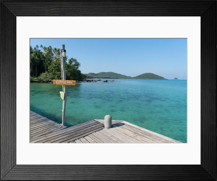 Framed Print : Wooden pier with summer blue sea and sky background in Phuket, Thailand. Summer, Vacation, Travel and Holiday concept Framed Print : Wooden pier with summer blue sea and sky background in Phuket, Thailand. Summer, Vacation, Travel and Holiday concept