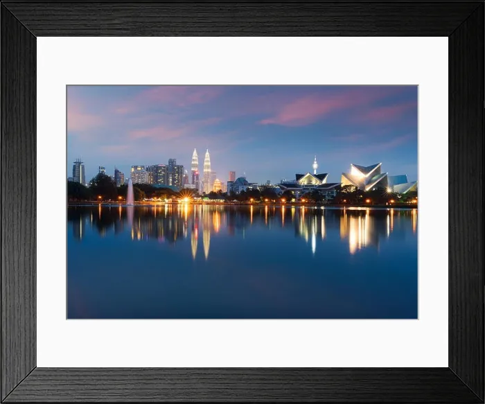 Framed Print : Kuala Lumpur Cityscape. image of Kuala Lumpur, Malaysia during sunset at Titiwangsa park with fountain Framed Print : Kuala Lumpur Cityscape. image of Kuala Lumpur, Malaysia during sunset at Titiwangsa park with fountain
