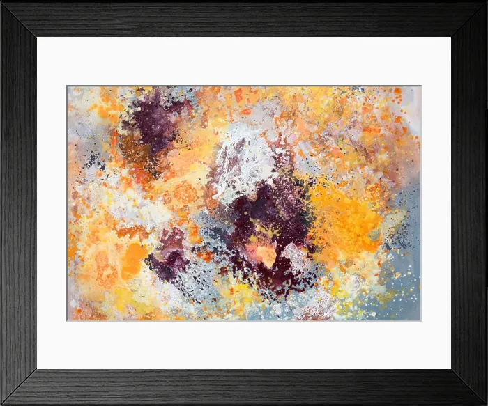Framed Print : Pink, yellow and orange abstract art painting Framed Print : Pink, yellow and orange abstract art painting