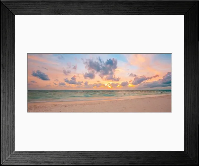 Framed Print : Sea sand sky concept, sunset colors clouds, horizon, horizontal background banner. Inspirational nature landscape, beautiful colors, wonderful scenery Framed Print : Sea sand sky concept, sunset colors clouds, horizon, horizontal background banner. Inspirational nature landscape, beautiful colors, wonderful scenery