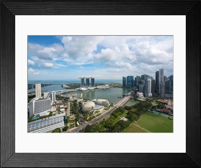 Framed Print : Aerial view of Singapore business district and city with famous landmark at afternoon in Singapore, Asia Framed Print : Aerial view of Singapore business district and city with famous landmark at afternoon in Singapore, Asia