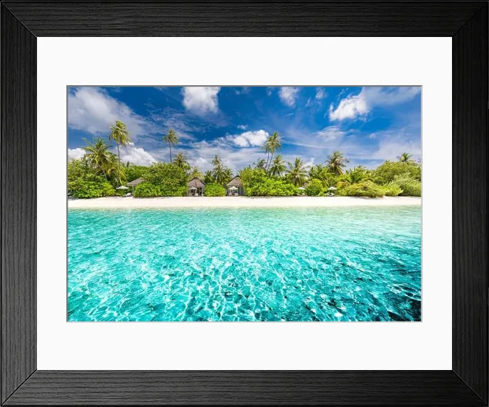 Framed Print : Beautiful beach and tropical sea. Wonderful beach nature, Maldives scenery, perfect view of exotic landscape, white sand and blue sky. Luxury resort Framed Print : Beautiful beach and tropical sea. Wonderful beach nature, Maldives scenery, perfect view of exotic landscape, white sand and blue sky. Luxury resort
