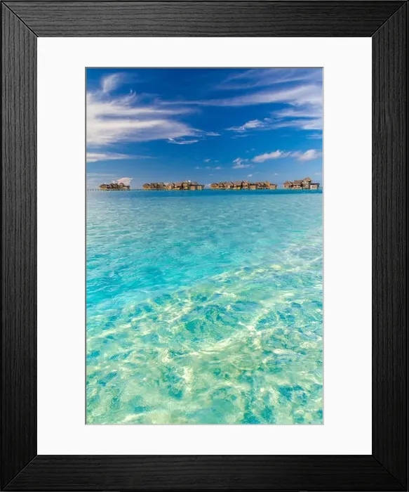 Framed Print : Perfect tranquil beach scene in Maldives. Tropical beach background for travel and tourism concept and summer vacation and holiday design Framed Print : Perfect tranquil beach scene in Maldives. Tropical beach background for travel and tourism concept and summer vacation and holiday design