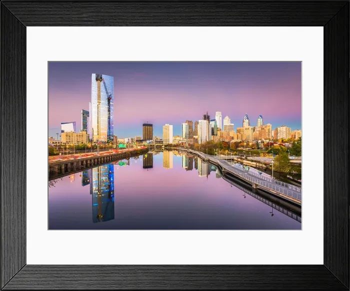 Framed Print : Philadelphia, Pennsylvania, USA downtown city skyline on the Schuylkill River at twilight Framed Print : Philadelphia, Pennsylvania, USA downtown city skyline on the Schuylkill River at twilight