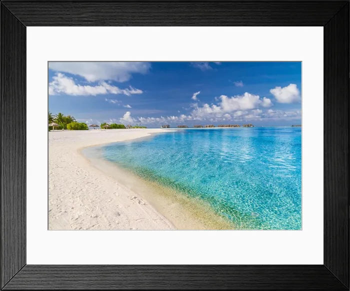 Framed Print : Perfect tropical landscape, soft sand beach and blue sea view Framed Print : Perfect tropical landscape, soft sand beach and blue sea view