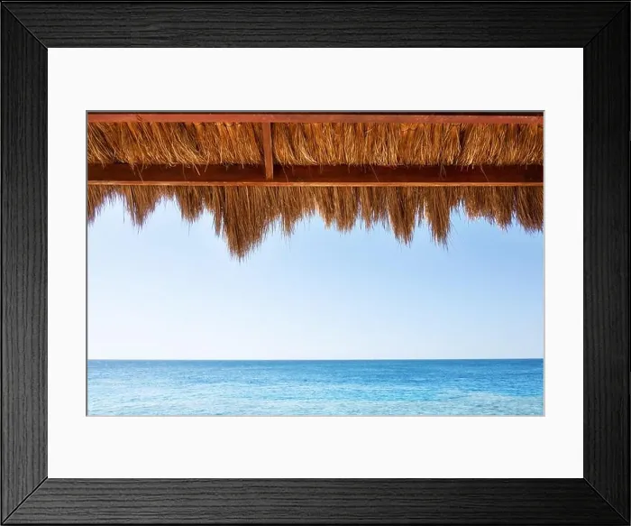 Framed Print : Reed canopy on arbor on beach Framed Print : Reed canopy on arbor on beach