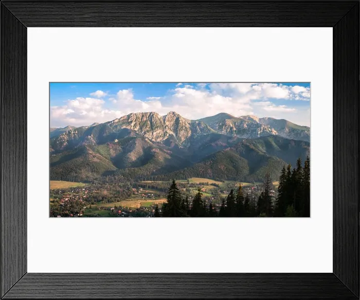Framed Print : Scenic panorama landscape from Tatra mountains at summer evening in Zakonpane, Poland Framed Print : Scenic panorama landscape from Tatra mountains at summer evening in Zakonpane, Poland