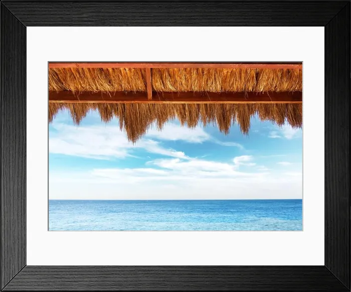 Framed Print : Reed canopy on arbor on beach Framed Print : Reed canopy on arbor on beach