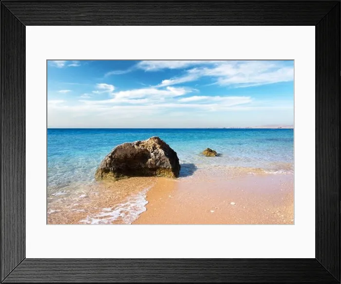 Framed Print : Tide waves on tropical beach sand and blue ocean Framed Print : Tide waves on tropical beach sand and blue ocean