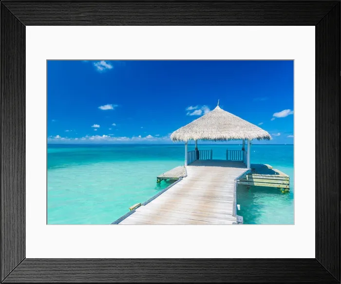 Framed Print : Beautiful beach scene with long wooden jetty. Tranquil and relaxing beach nature scenery for inspirational concept design Framed Print : Beautiful beach scene with long wooden jetty. Tranquil and relaxing beach nature scenery for inspirational concept design