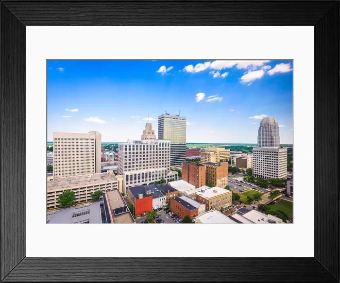 Framed Print : Winston-Salem, North Carolina, USA skyline from above Framed Print : Winston-Salem, North Carolina, USA skyline from above
