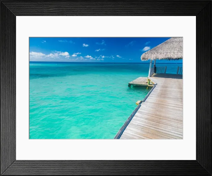 Framed Print : Beautiful beach scene with long wooden jetty. Tranquil and relaxing beach nature scenery for inspirational concept design Framed Print : Beautiful beach scene with long wooden jetty. Tranquil and relaxing beach nature scenery for inspirational concept design