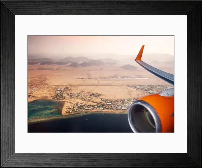 Framed Print : Beautiful view from plane window on Egypt coast Framed Print : Beautiful view from plane window on Egypt coast