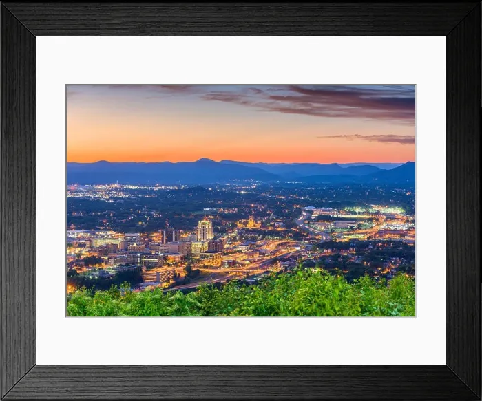 Framed Print : Roanoke, Virginia, USA downtown skyline at dusk Framed Print : Roanoke, Virginia, USA downtown skyline at dusk