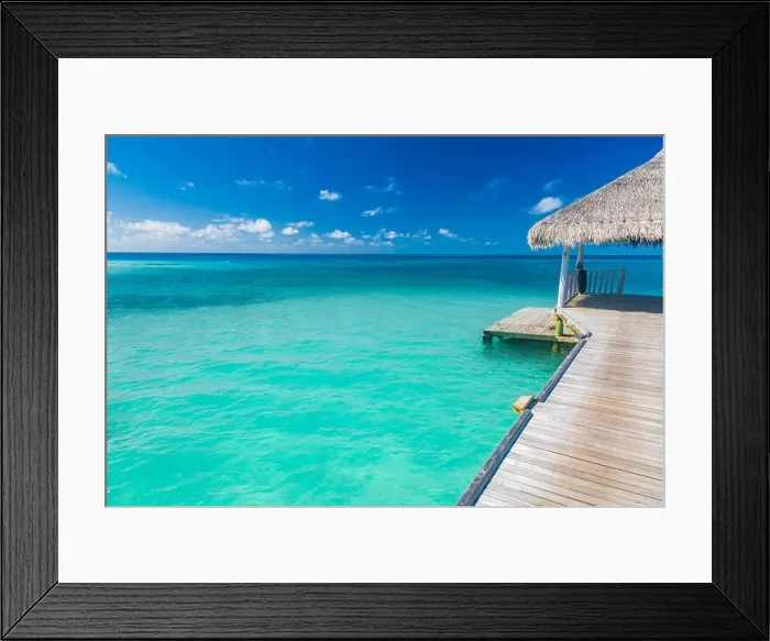 Framed Print : Beautiful beach scene with long wooden jetty. Tranquil and relaxing beach nature scenery for inspirational concept design Framed Print : Beautiful beach scene with long wooden jetty. Tranquil and relaxing beach nature scenery for inspirational concept design