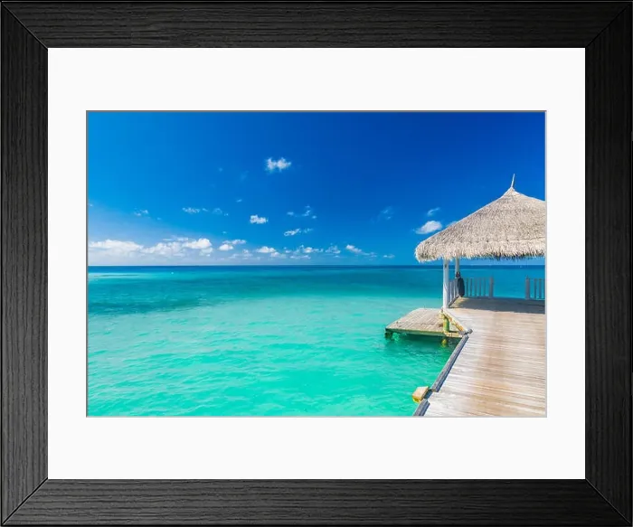 Framed Print : Beautiful beach scene with long wooden jetty. Tranquil and relaxing beach nature scenery for inspirational concept design Framed Print : Beautiful beach scene with long wooden jetty. Tranquil and relaxing beach nature scenery for inspirational concept design