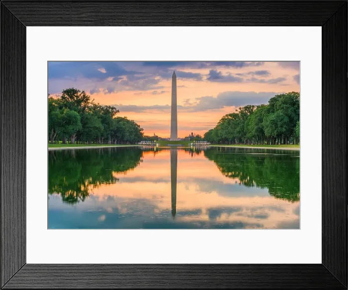 Framed Print : Washington Monument on the Reflecting Pool in Washington, D.C. at dawn Framed Print : Washington Monument on the Reflecting Pool in Washington, D.C. at dawn
