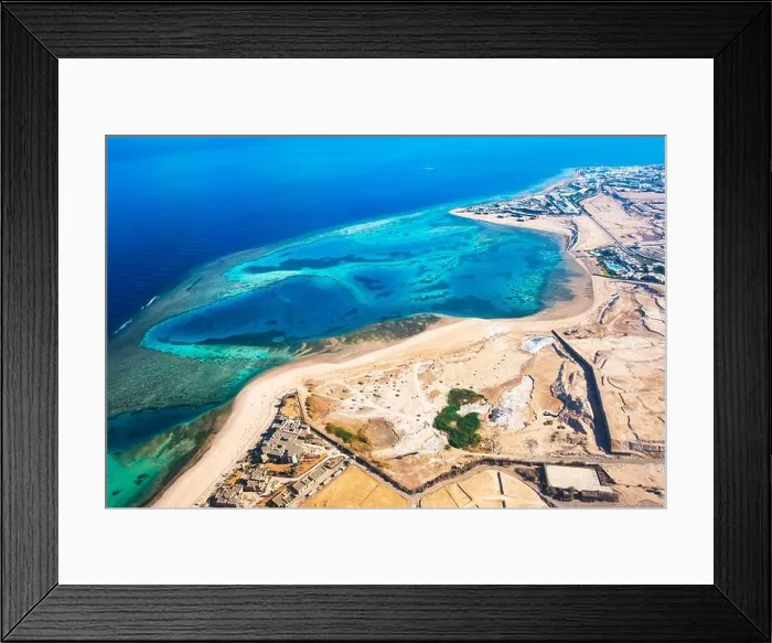 Framed Print : Beautiful view from plane window on Egypt coast Framed Print : Beautiful view from plane window on Egypt coast