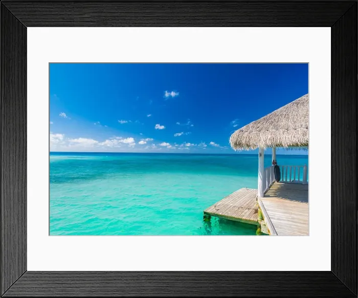 Framed Print : Beautiful beach scene with long wooden jetty. Tranquil and relaxing beach nature scenery for inspirational concept design Framed Print : Beautiful beach scene with long wooden jetty. Tranquil and relaxing beach nature scenery for inspirational concept design