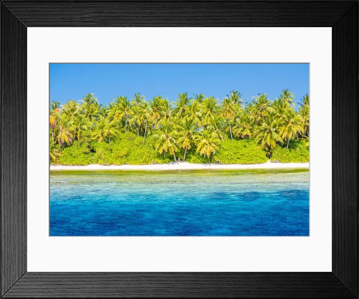 Framed Print : Fantastic tropical island view. Blue sea and palm tree and blue sea with amazing turquoise lagoon Framed Print : Fantastic tropical island view. Blue sea and palm tree and blue sea with amazing turquoise lagoon