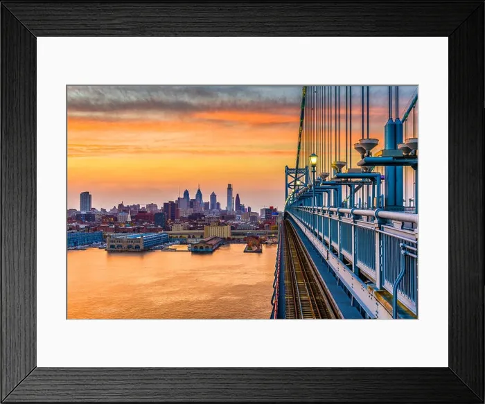 Framed Print : Philadelphia, Pennsylvania, USA downtown skyline from the Benjamin Franklin Bridge Framed Print : Philadelphia, Pennsylvania, USA downtown skyline from the Benjamin Franklin Bridge
