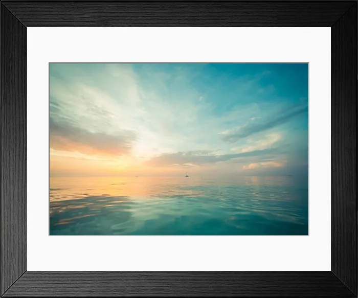 Framed Print : Relaxing seascape with wide horizon of the sky and the sea. Inspirational seascape and tranquil nature sea view Framed Print : Relaxing seascape with wide horizon of the sky and the sea. Inspirational seascape and tranquil nature sea view
