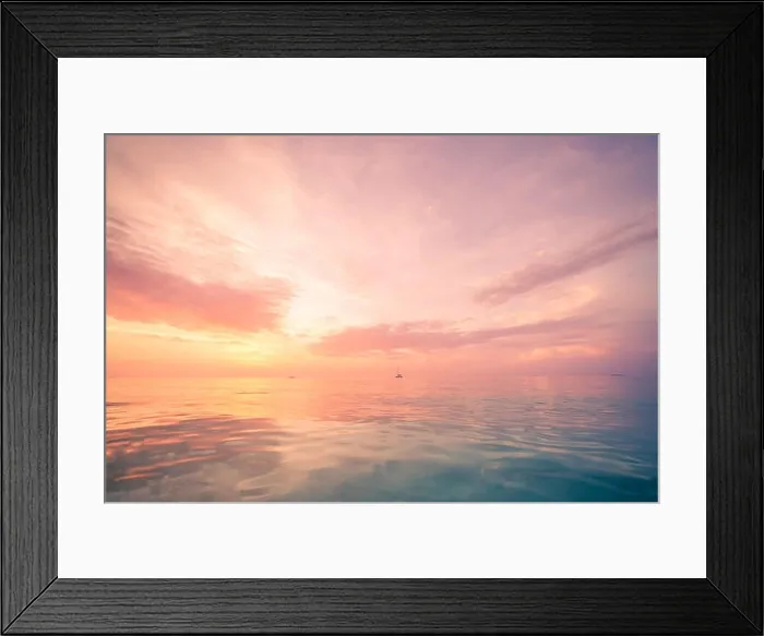 Framed Print : Relaxing seascape with wide horizon of the sky and the sea. Inspirational seascape and tranquil nature sea view Framed Print : Relaxing seascape with wide horizon of the sky and the sea. Inspirational seascape and tranquil nature sea view