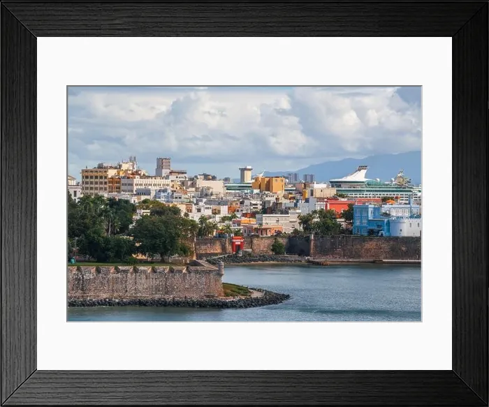 Framed Print : Old San Juan, Puerto Rico cityscape on the water in the Caribbean Framed Print : Old San Juan, Puerto Rico cityscape on the water in the Caribbean