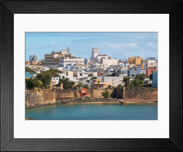 Framed Print : Old San Juan, Puerto Rico cityscape on the water in the Caribbean Framed Print : Old San Juan, Puerto Rico cityscape on the water in the Caribbean