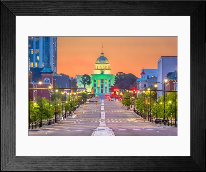 Framed Print : Montgomery, Alabama, USA with the State Capitol at dawn Framed Print : Montgomery, Alabama, USA with the State Capitol at dawn
