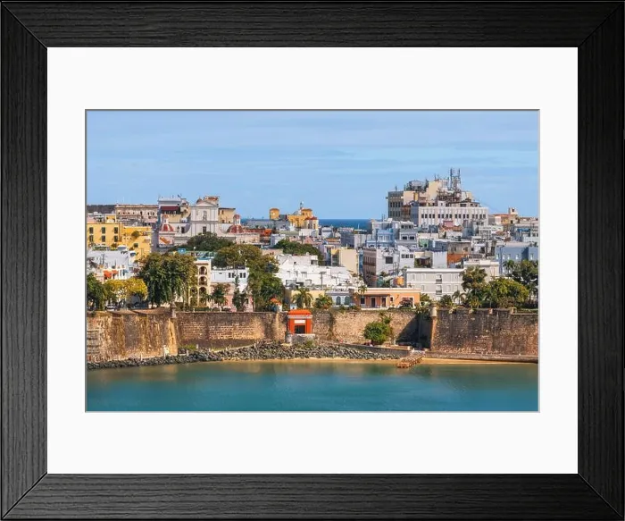 Framed Print : Old San Juan, Puerto Rico cityscape on the water in the Caribbean Framed Print : Old San Juan, Puerto Rico cityscape on the water in the Caribbean