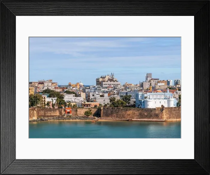 Framed Print : Old San Juan, Puerto Rico cityscape on the water in the Caribbean Framed Print : Old San Juan, Puerto Rico cityscape on the water in the Caribbean
