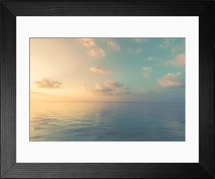 Framed Print : Relaxing seascape with wide horizon of the sky and the sea Framed Print : Relaxing seascape with wide horizon of the sky and the sea
