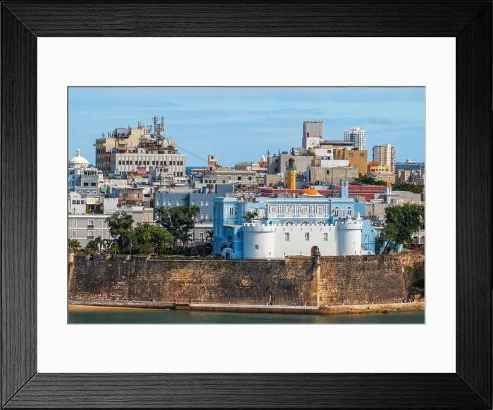 Framed Print : Old San Juan, Puerto Rico cityscape on the water in the Caribbean Framed Print : Old San Juan, Puerto Rico cityscape on the water in the Caribbean