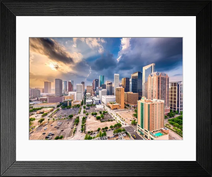 Framed Print : Houston, Texas, USA downtown city skyline Framed Print : Houston, Texas, USA downtown city skyline
