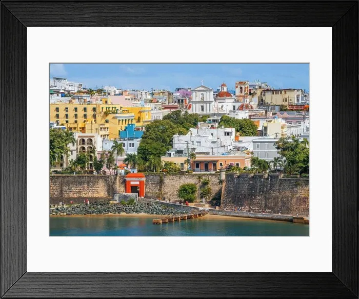 Framed Print : Old San Juan, Puerto Rico cityscape on the water in the Caribbean Framed Print : Old San Juan, Puerto Rico cityscape on the water in the Caribbean