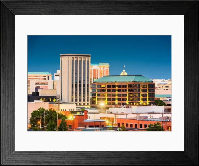 Framed Print : Montgomery, Alabama, USA downtown cityscape at twilight Framed Print : Montgomery, Alabama, USA downtown cityscape at twilight