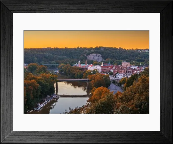 Framed Print : Frankfort, Kentucky, USA town skyline on the Kentucky River at dusk Framed Print : Frankfort, Kentucky, USA town skyline on the Kentucky River at dusk