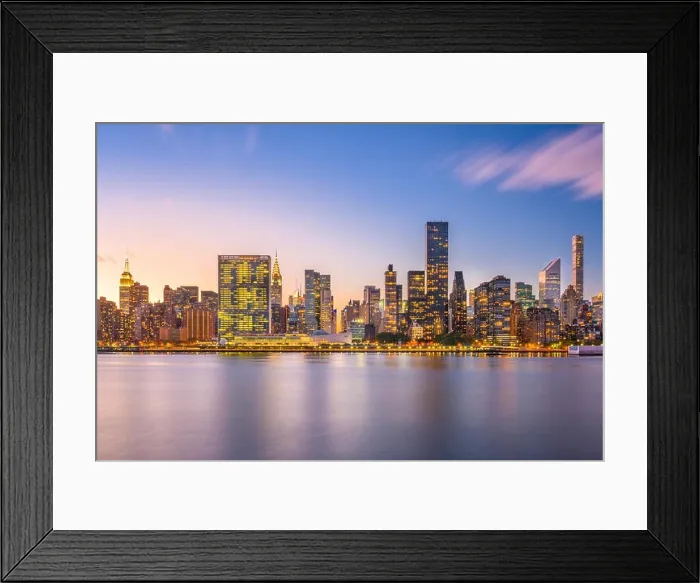 Framed Print : New York, New York, USA midtown skyline from across the East River at dusk Framed Print : New York, New York, USA midtown skyline from across the East River at dusk