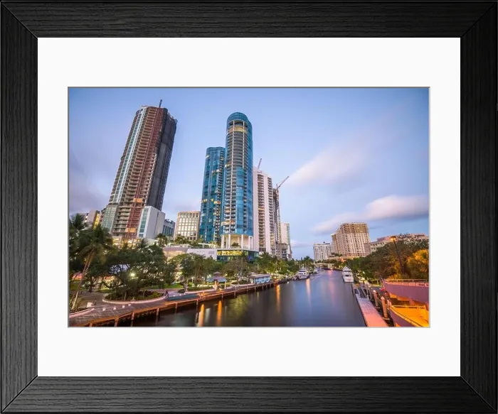 Framed Print : Ft. Lauderdale, Florida, USA cityscape on the river Framed Print : Ft. Lauderdale, Florida, USA cityscape on the river
