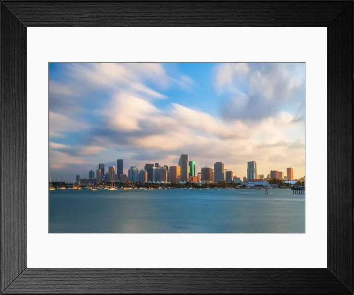 Framed Print : Miami, Florida, USA downtown city skyline on Biscayne Bay at twilight Framed Print : Miami, Florida, USA downtown city skyline on Biscayne Bay at twilight