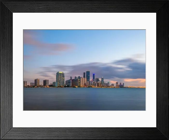 Framed Print : Miami, Florida, USA downtown city skyline on Biscayne Bay at twilight Framed Print : Miami, Florida, USA downtown city skyline on Biscayne Bay at twilight